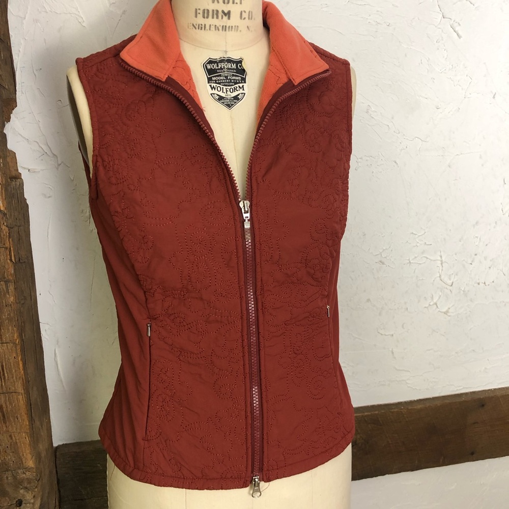 LUCY Quilted Fleece Lined Vest, Burt Orange/Coral